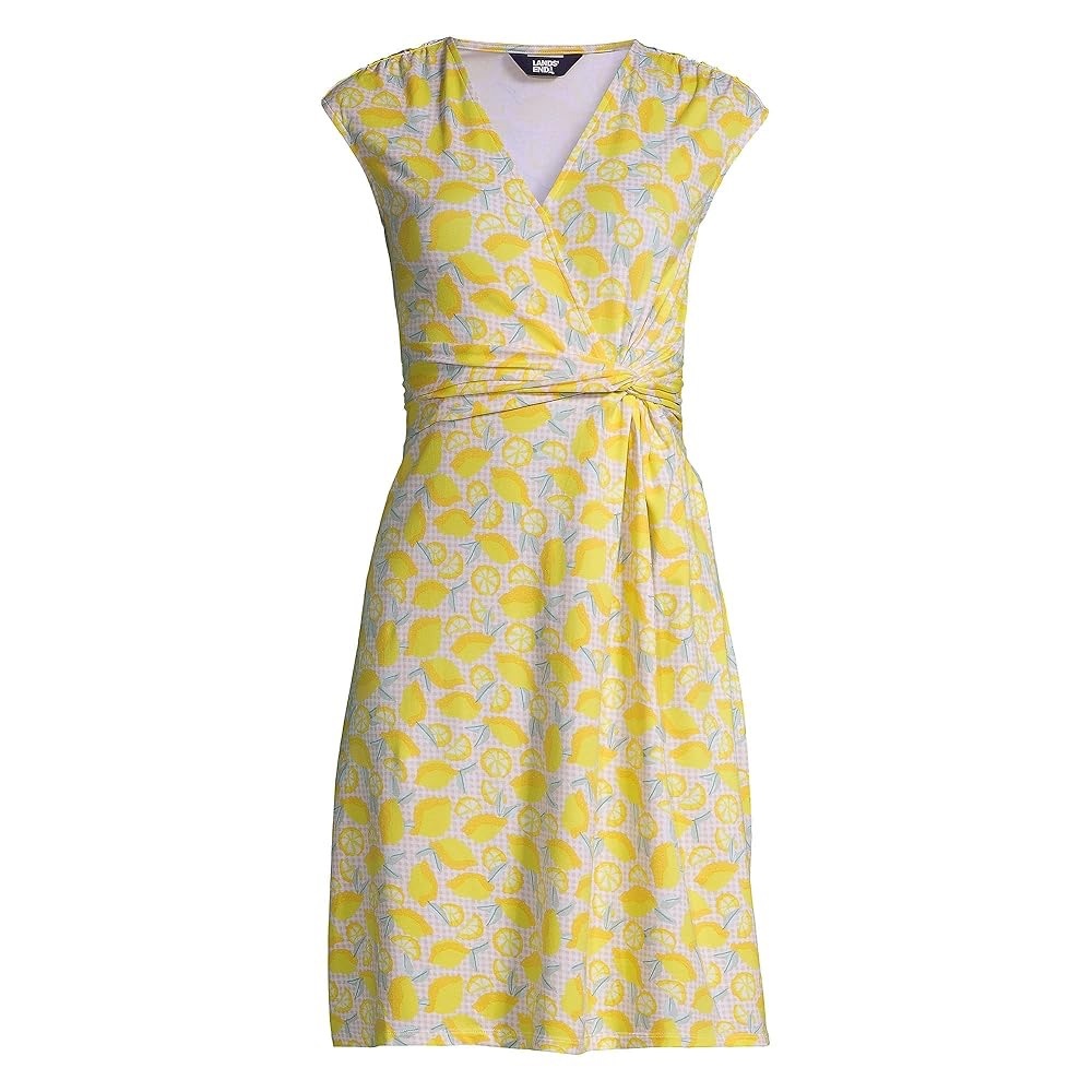 Lands End Lemon Print Summer Dress‎ Small